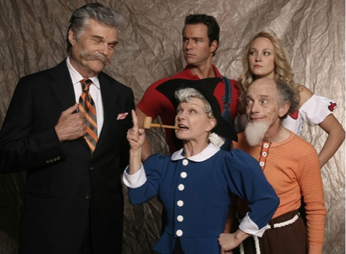 (Back l-r) Fred Willard, Eric Martsolf, Brandi Lynn Burkhardt, (Front l-r) Cathy Rigby, Robert Towers 
 at 