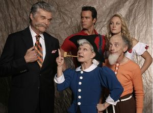 (Back l-r) Fred Willard, Eric Martsolf, Brandi Lynn Burkhardt, (Front l-r) Cathy Rigb Photo