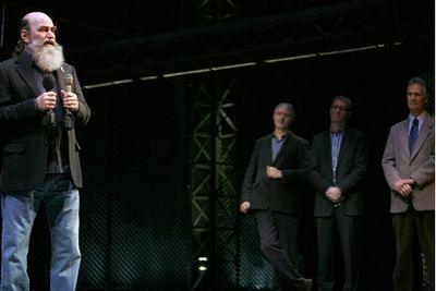 Michael David (foreground) with Gavin Jennings (Victorian Minister of Innovation), Ro Photo