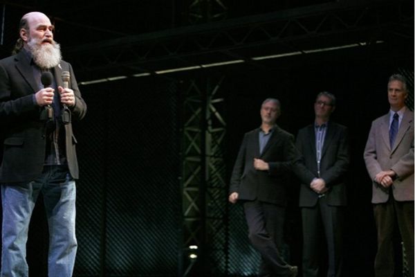 Michael David (foreground) with Gavin Jennings (Victorian Minister of Innovation), Ro Photo