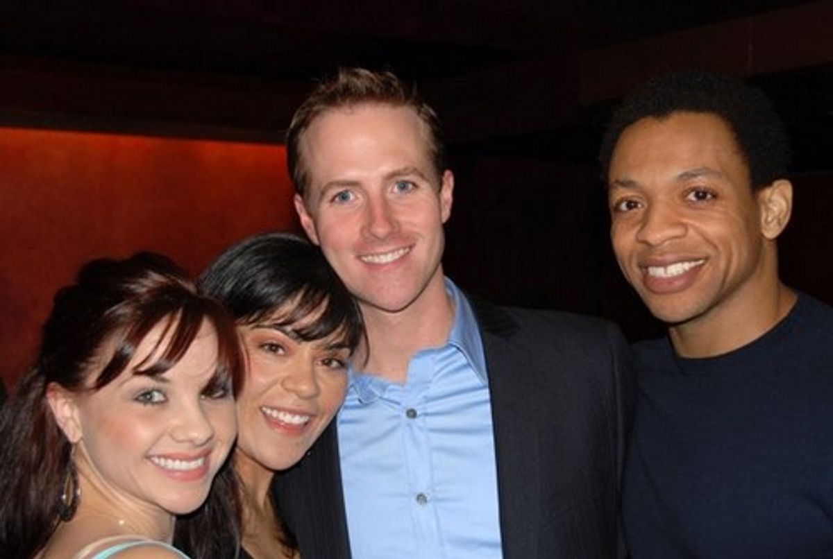 Cast-members of The Little Mermaid (l-r): Chelsea Morgan Stock, Cathryn Bassille, Bret Shuford, and Derrick Baskin at 