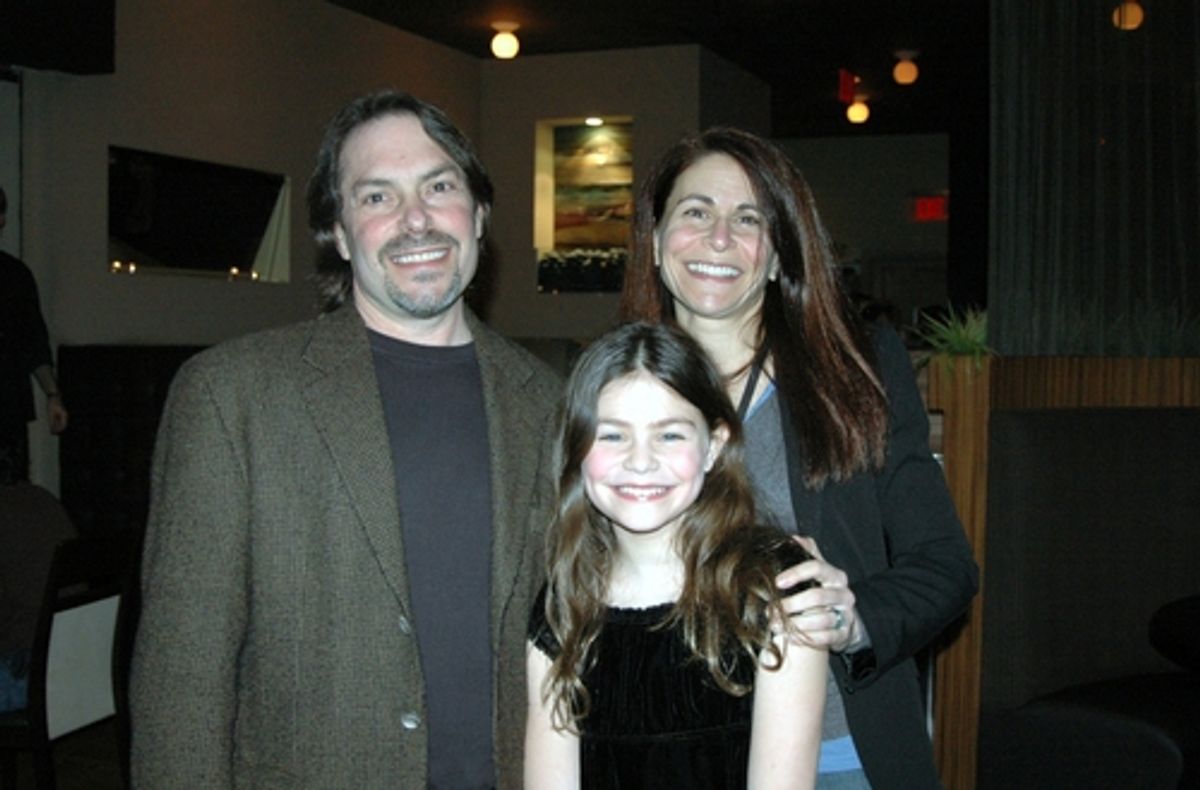 Lily Maketansky (Helen Keller) and her parents Lisa and Mitch at 