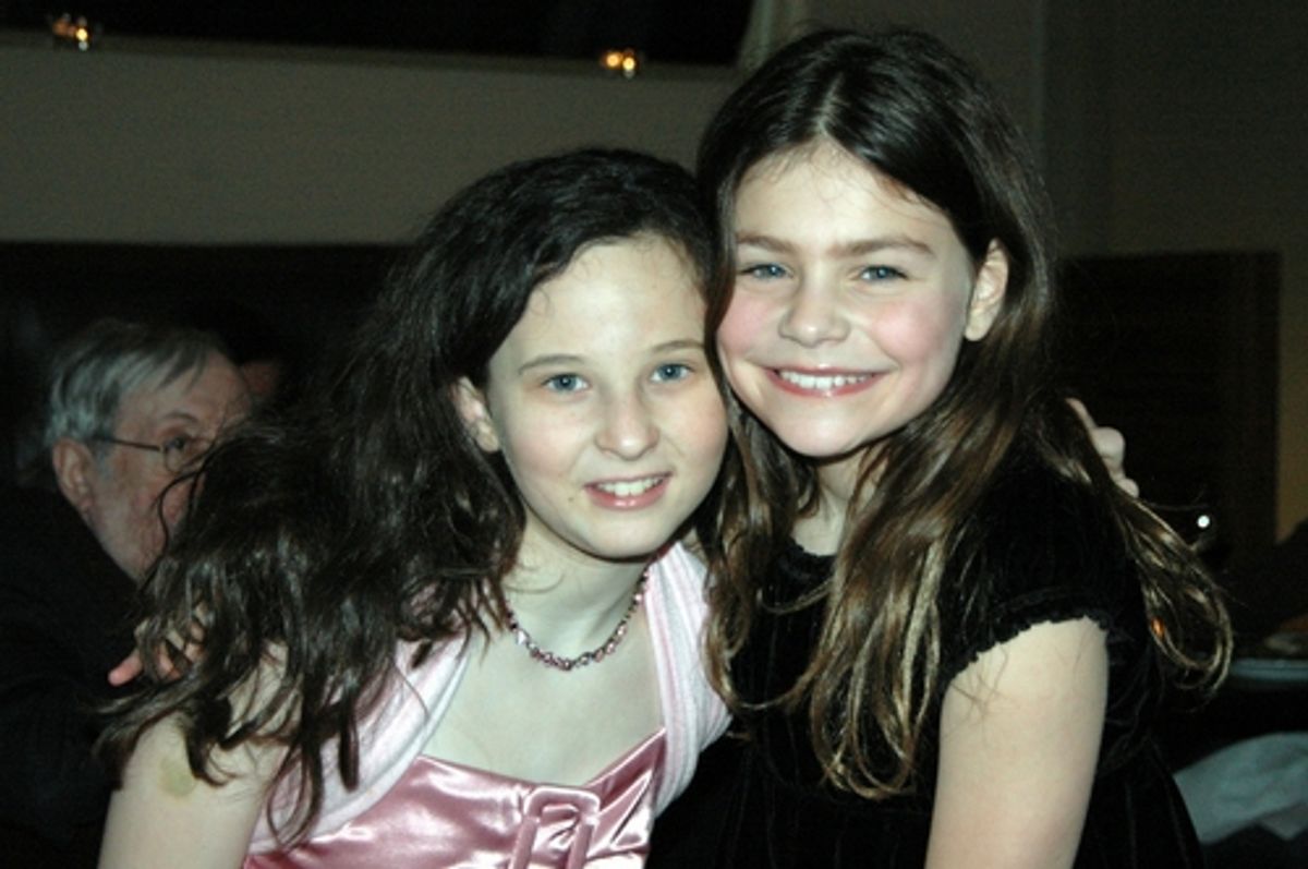 The two girls who alternate the role of Helen Keller: Meredith Lipson and Lily Maketaksky at 