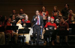 David Bedella with the choral audience of Jerry Springer Photo