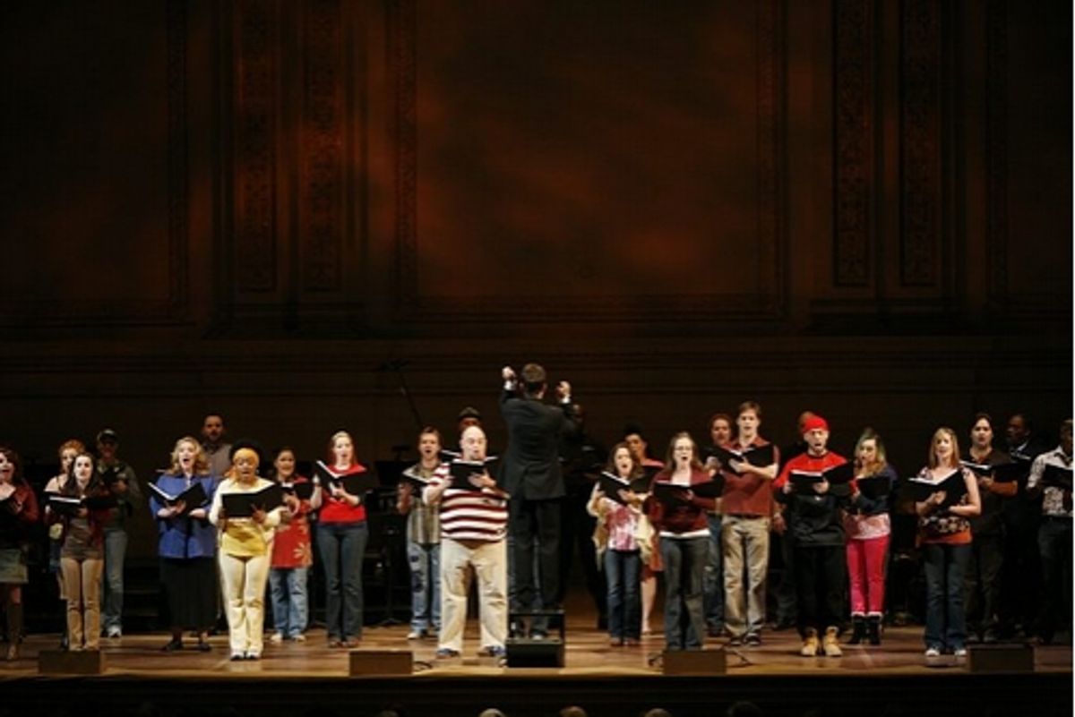 David Bedella (center) and the Jerry Springer ensemble at 