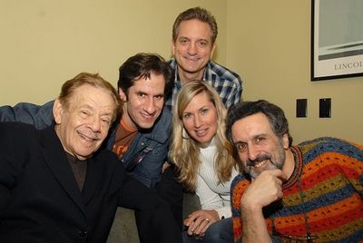 l-r: Jerry Stiller, Seth Rudetsky, Martin Vidnovic, Luba Mason and Brian Gari Photo