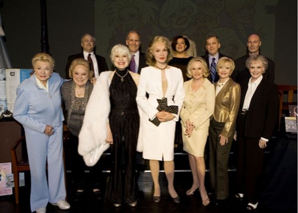 (front, l-r): Esther Williams, Rose Marie, Carol Channing, Julie Newmar, Tippi Hedren Photo