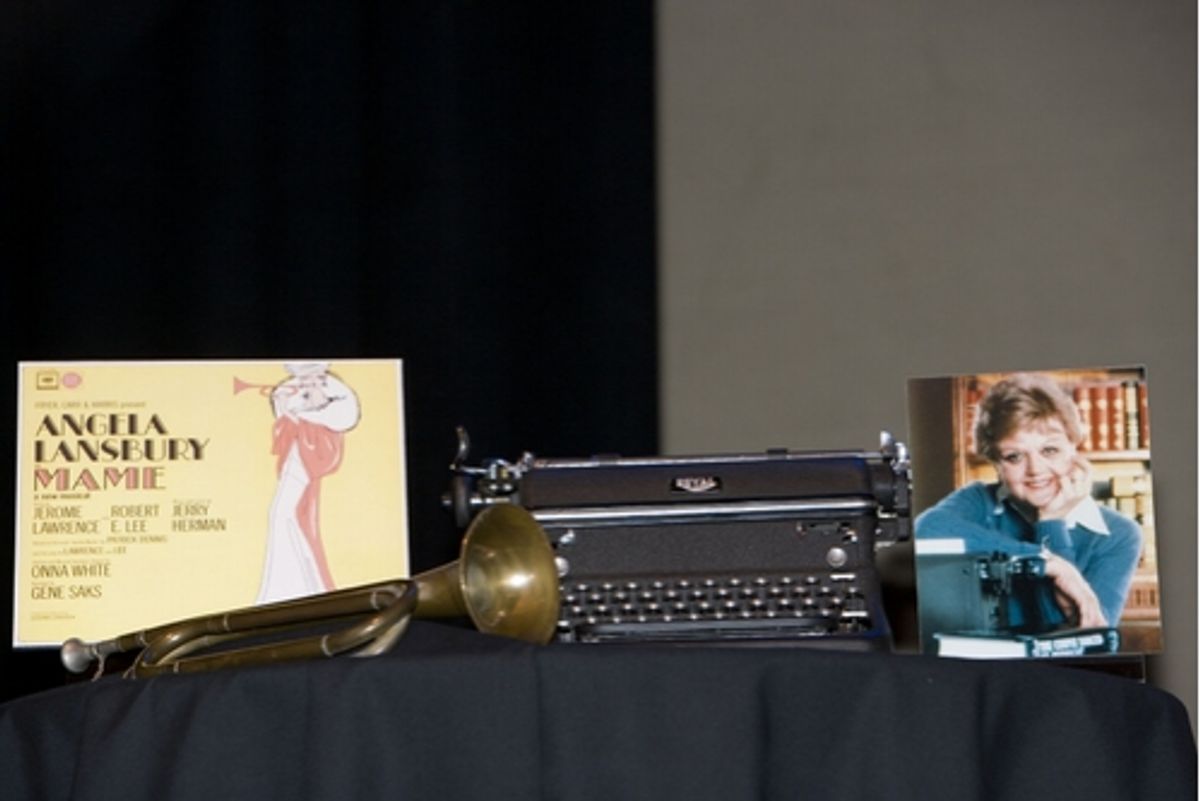 Angela Lansbury: Mame's bugle and dressing gown (donated by Stephanie Troulman) from Broadway and the typewriter from 'Murder She Wrote' (Co-Donated by Universal Studios) at 