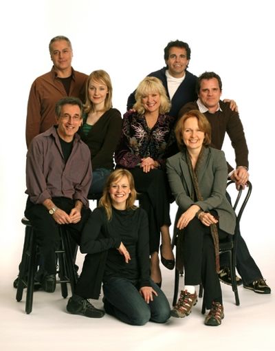 (back) Tom Hewitt, Mario Cantone (middle) Erin Davie, Christine Ebersole, Michael Par Photo