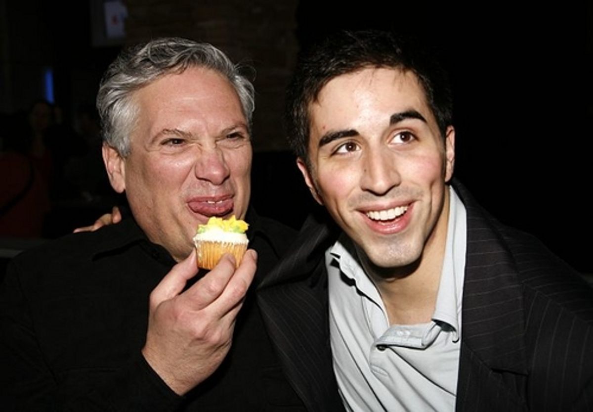 Harvey Fierstein and Matthew Scott with the new A Catered Affair cupcake at 
