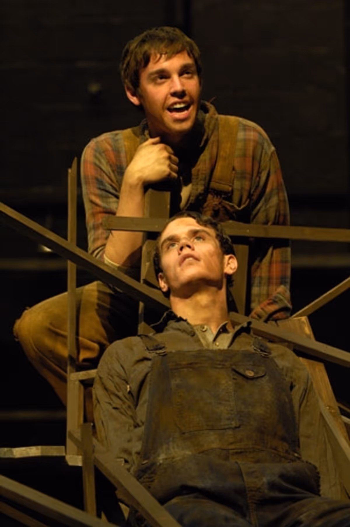 Nic Rouleau (Homer) and Jay Armstrong Johnson (Floyd) sing 'Daybreak' at 'Floyd Collins' at NYU thru Feb.17