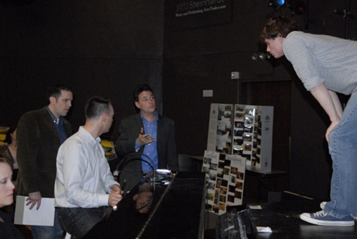 Adam Guettel (composer), John Simpkins (Director), Grant Wenaus (Music Director) and Jay Armstrong Johnson (Floyd) at 'Floyd Collins' at NYU thru Feb.17