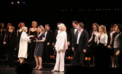 
Kate Burton, Erin Davie (with an "adoring fan"), Christine Ebersole, Michael Park,  Photo