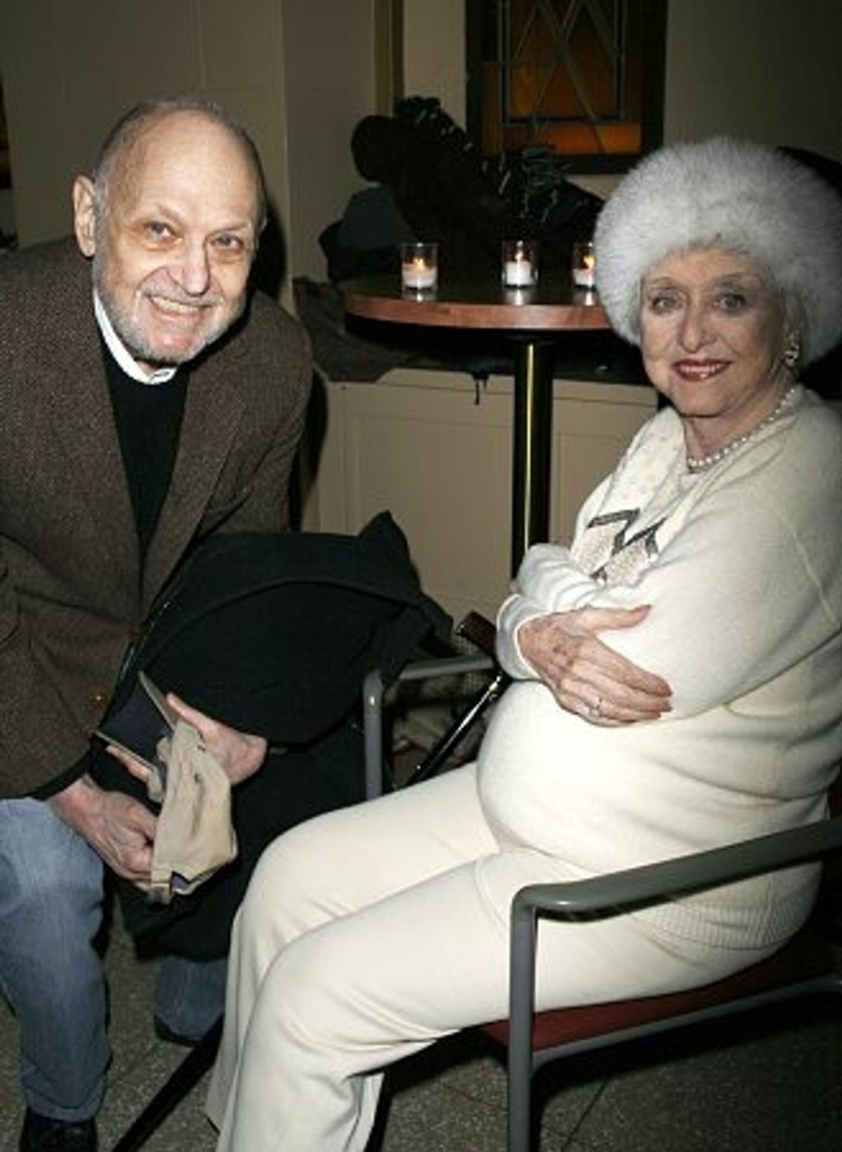 Charles Strouse (composer) and Celeste Holm at 'Applause' City Center Encores! After Party