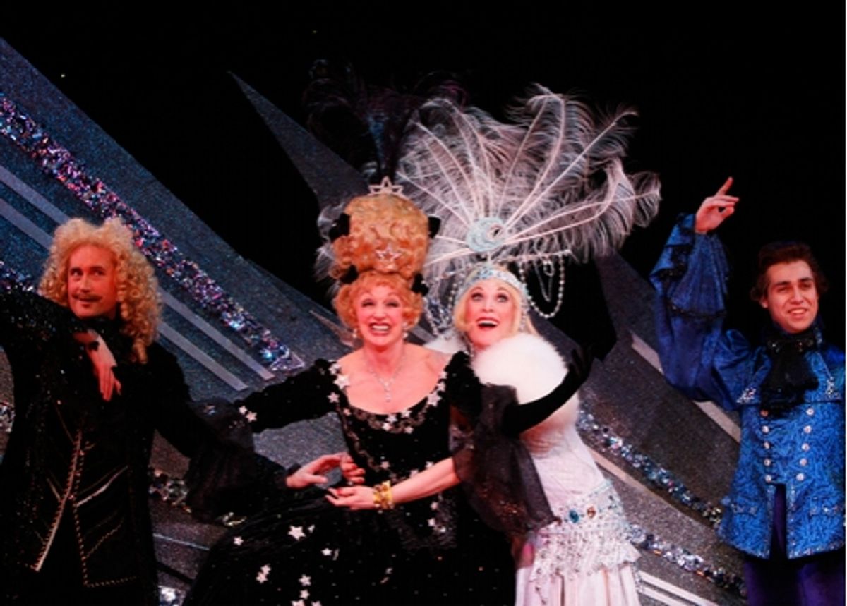 Show within a show, l-r: The Male Astronomer (Timothy Gleason), Vera (Carol Swarbrick), Mame (Dee Hoty) and a Moon Dancer (Gabe Corey) at 