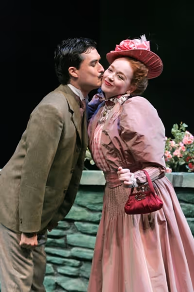 Tommy Schrider as Jack Worthington and Christine Marie Brown as Gwendolen Fairfax Photo