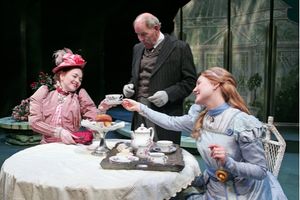 l-r: Christine Marie Brown as Gwendolen Fairfax, John-David Keller as Merriman and El Photo