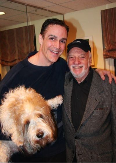 Howard McGillin and Hal Prince backstage (with Howard's dog, Teddy) Photo