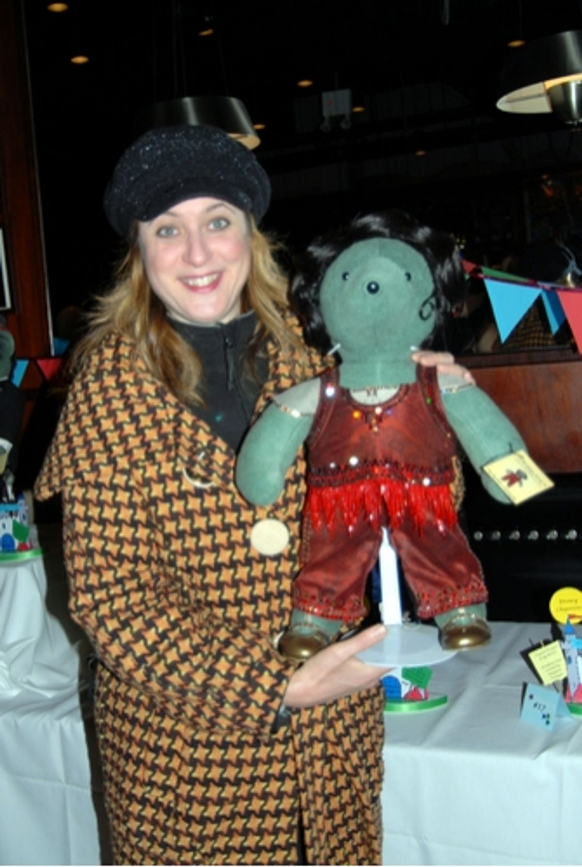 Lisa Lambert (lyricist) with The Drowsy Chaperone Bear at Broadway Bears 2008