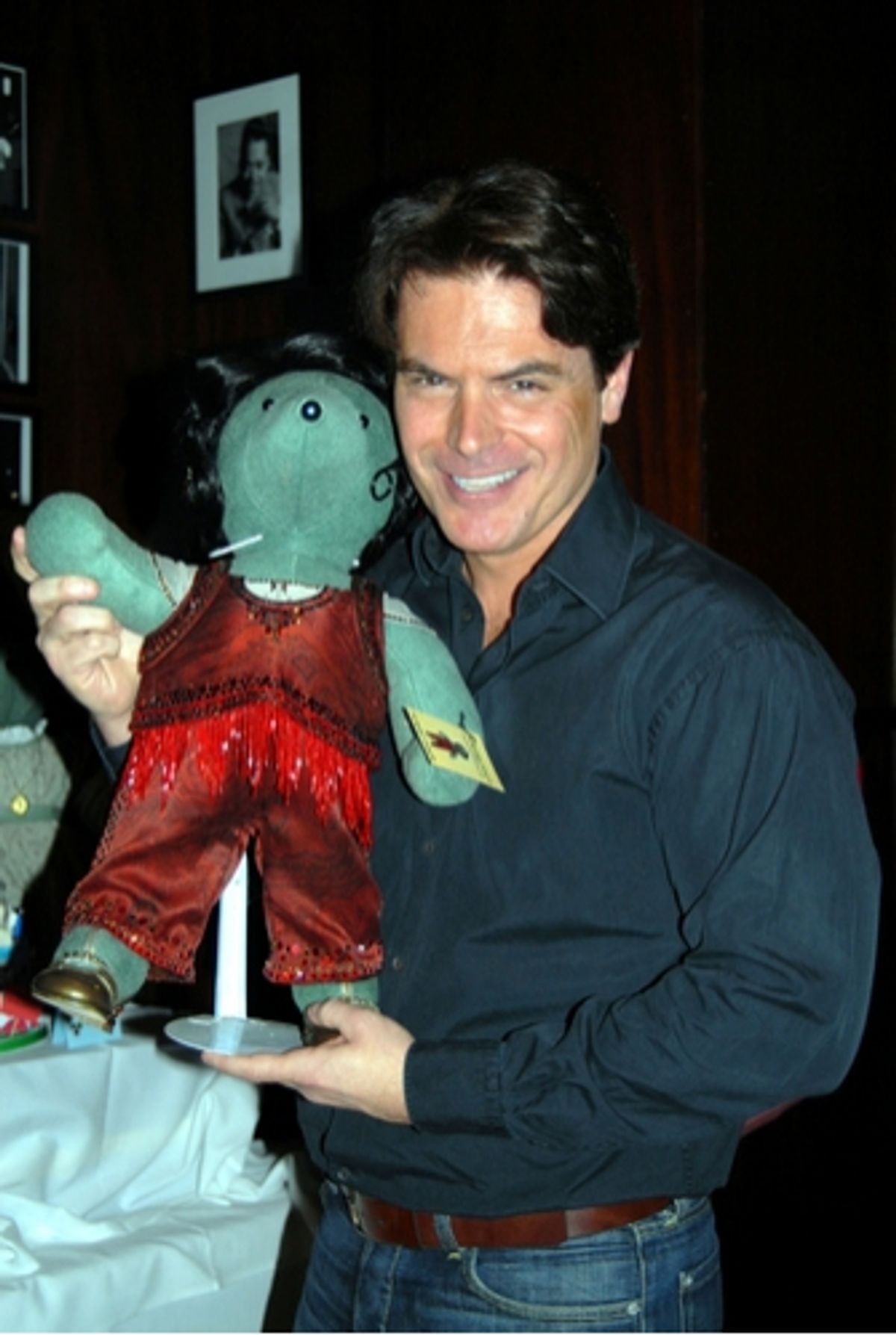 Troy Britton Johnson with The Drowsey Chaperone Bear at 
