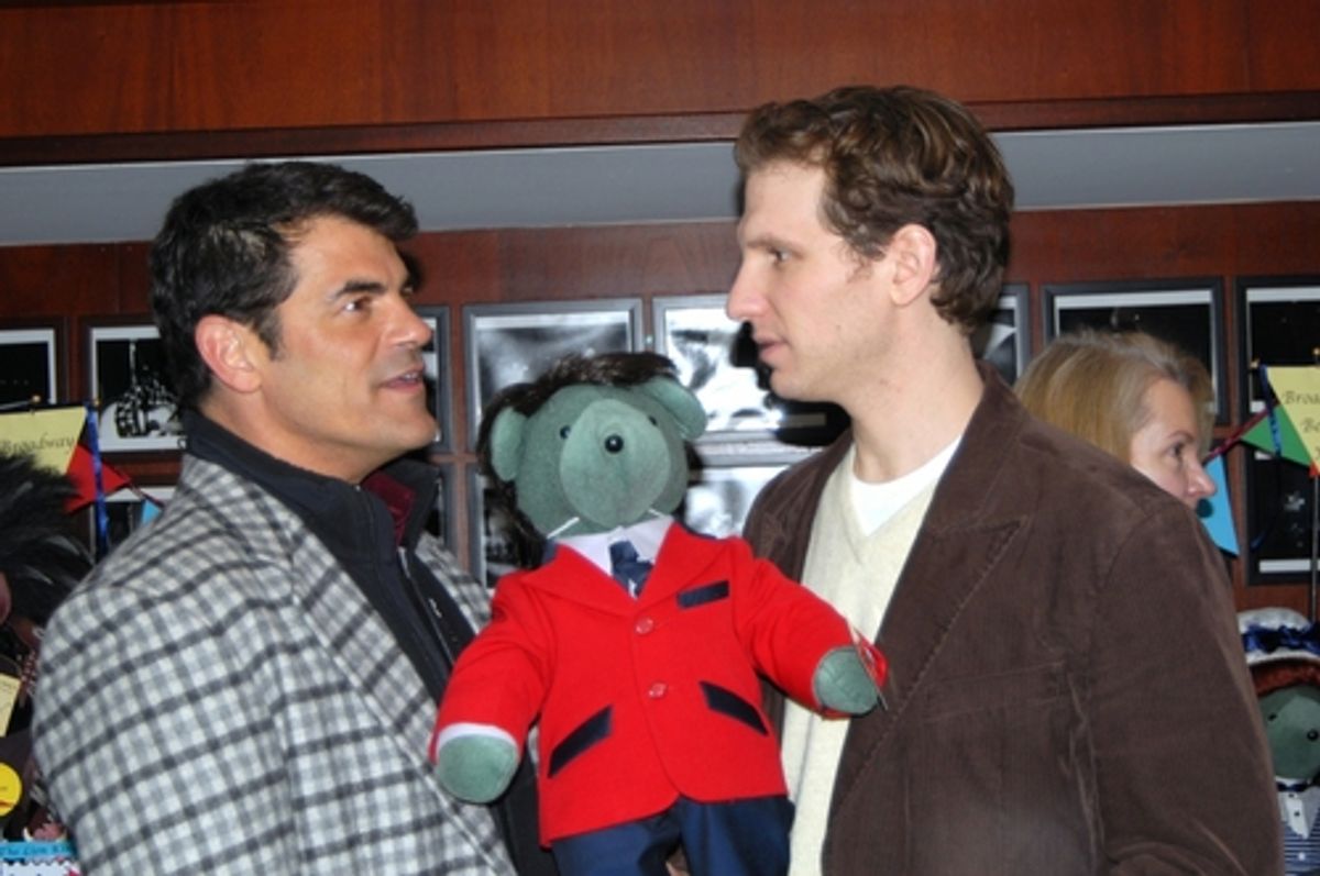 Peter Gregus and Sebastian Arcelus of Jersey Boys with the Frankie Valli Bear at Broadway Bears 2008