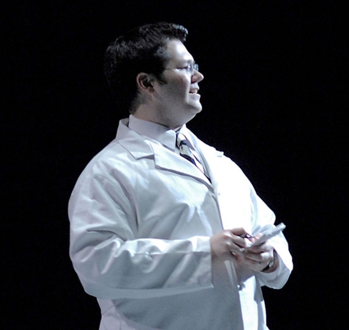 Dan Gerdes in Michael Nyman's one-act opera The Man Who Mistook His Wife for a Hat at Boston University's InCite Festival in NYC