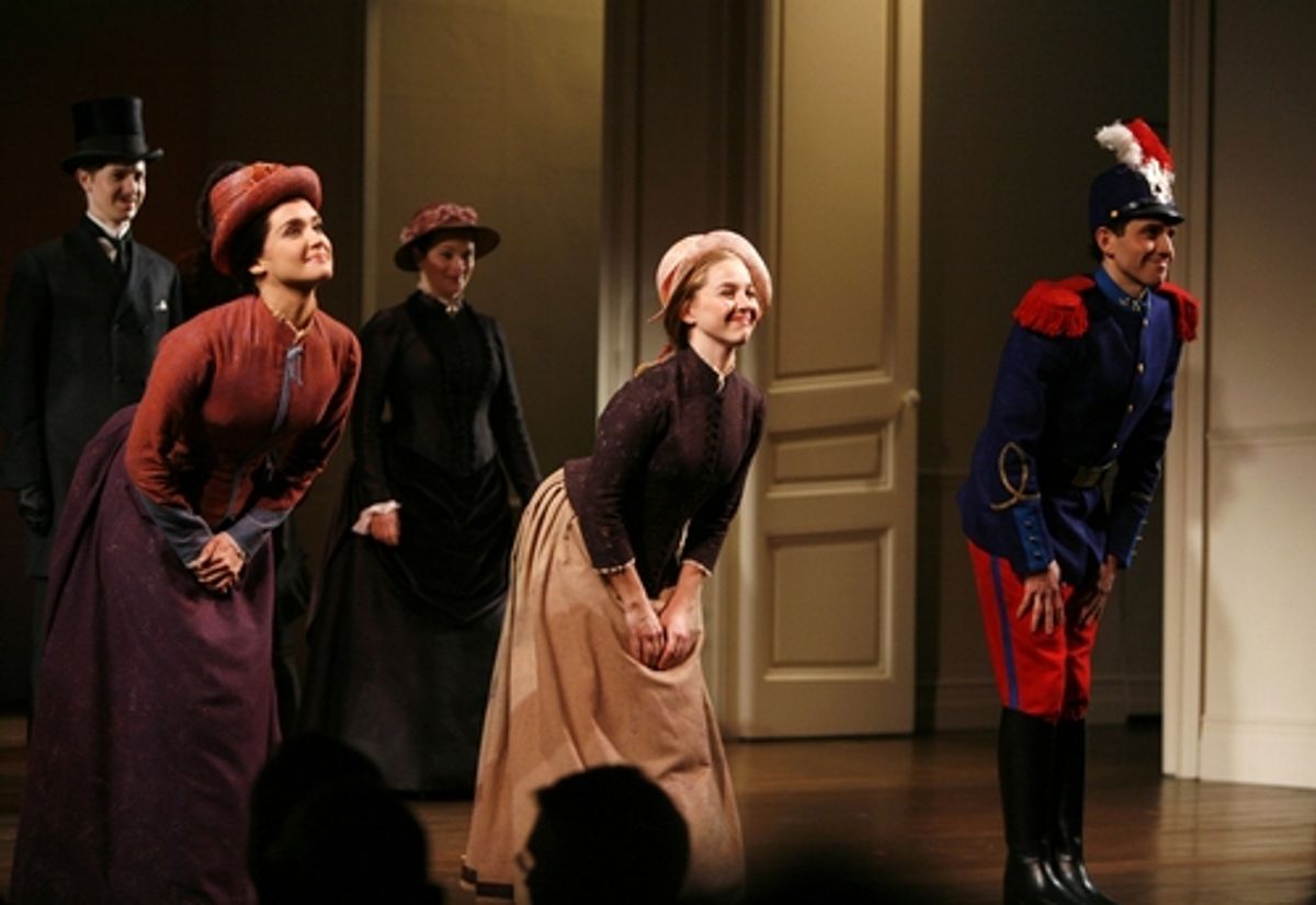 Brynn O'Malley, Jessica GrovÃ© and Santino Fontana at 