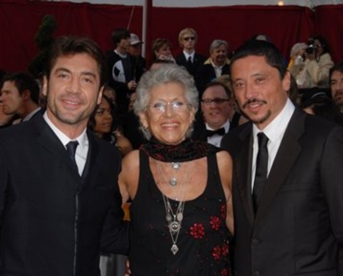 Javier Bardem with mother and guest at 