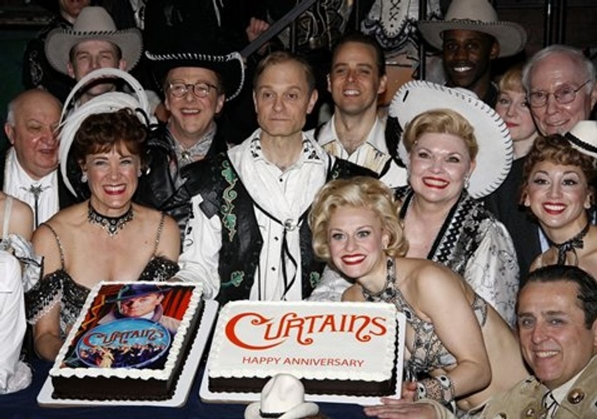 Karen Ziemba, Edward Hibbert, David Hyde Pierce, Megan Sikora, Debra Monk and the cast of Curtains at 