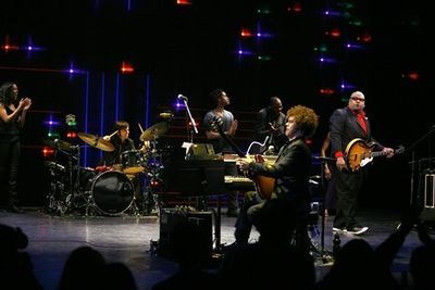 Christian Gibbs and Stew with the band and cast Photo