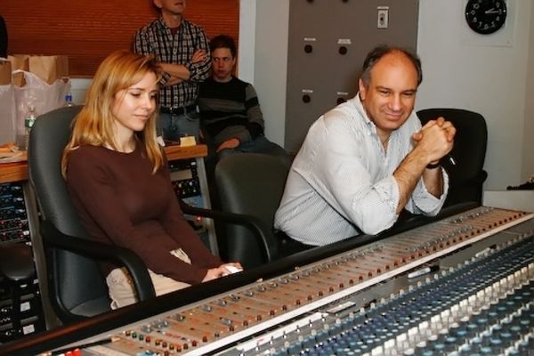 Kerry Butler and Michael Kosarin listen to playback Photo