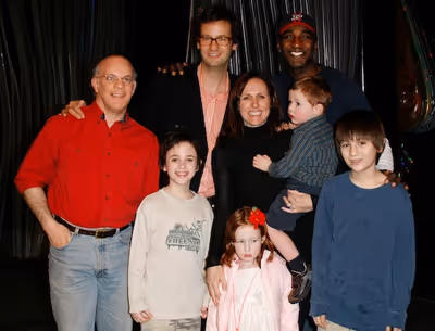 Molly Shannon and family meet with Eddie Korbich, Norm Lewis, Trevor Braun, and Brian Photo