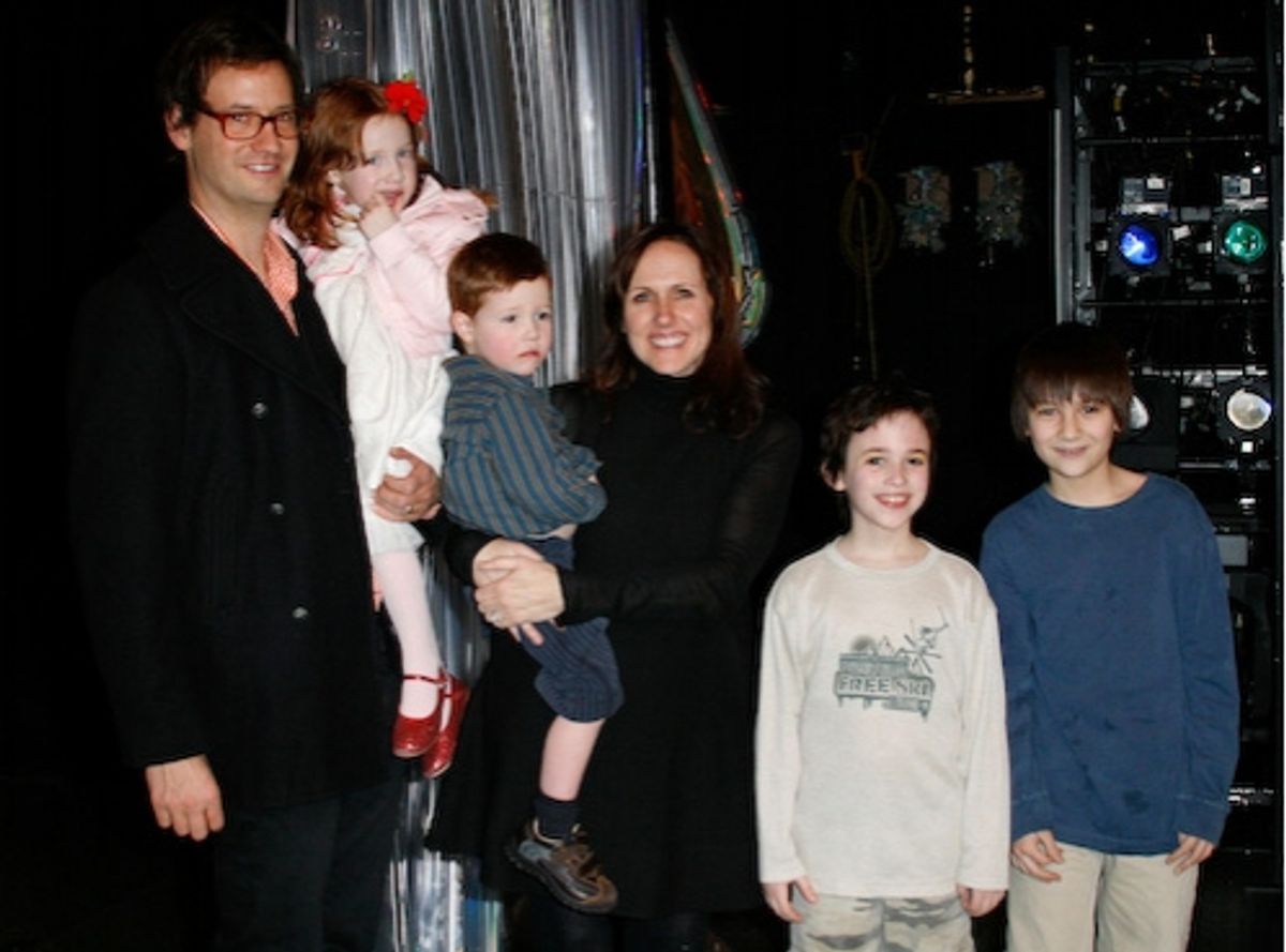 Molly Shannon and family visit Flounders Trevor Braun and Brian D'Addario at 
