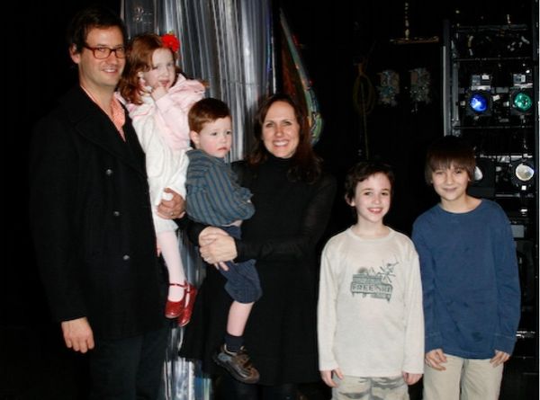 Molly Shannon and family visit Flounders Trevor Braun and Brian D'Addario Photo