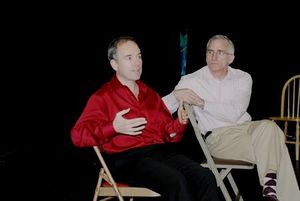 Stephen Flaherty (left) takes questions from the students following the session, opposite Mark S. Hoebee (Artistic Director) @ BroadwayWorld
Stephen Flaherty (left) takes questions from the students following the session, op Photo