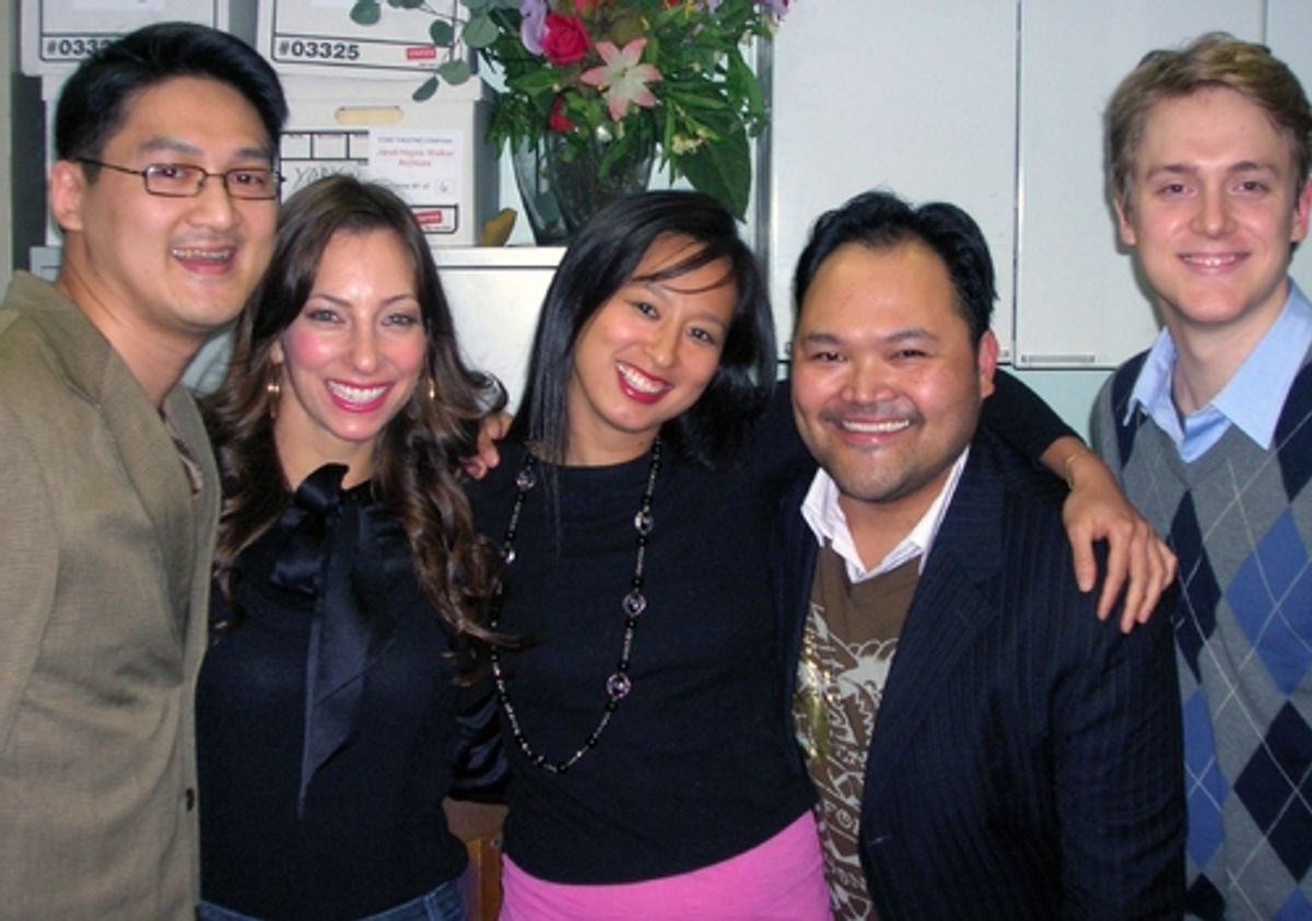 Songwriter Tim Huang and the cast of Short Story Long: Lauren Lebowitz, Marie-France Arcilla, Orville Mendoza and Shonn Wiley at 