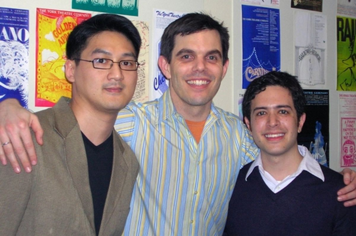 Tim Huang, York Associate Artistic Director Brian Blythe, and Adam Gwon at 