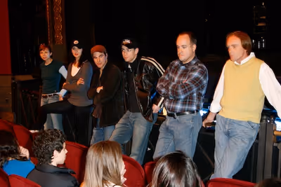 Jennifer Lee Crowl, Sarrah Strimel, Roger Bart, Barrett Martin, Kevin Ligon, and Jack Photo