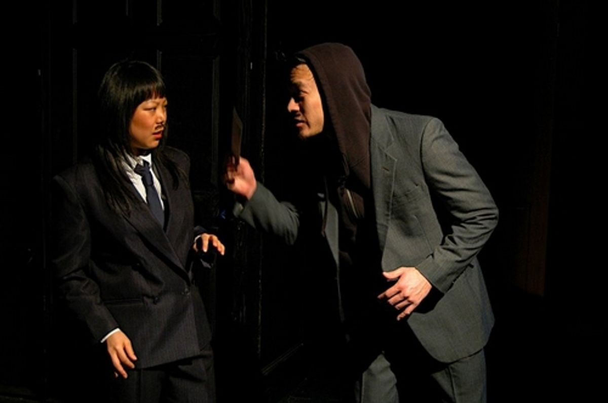 38.  Ali Ahn and Hanson Tse in Moustache Guys at 