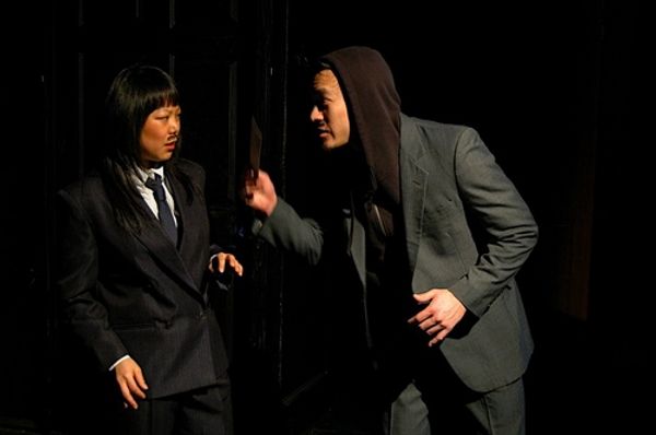 38.  Ali Ahn and Hanson Tse in Moustache Guys Photo