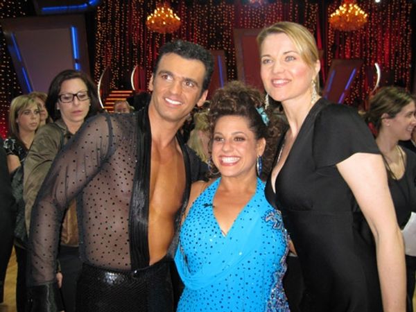 Tony Dovolani, Marissa Jaret Winokur and Lucy Lawless. 