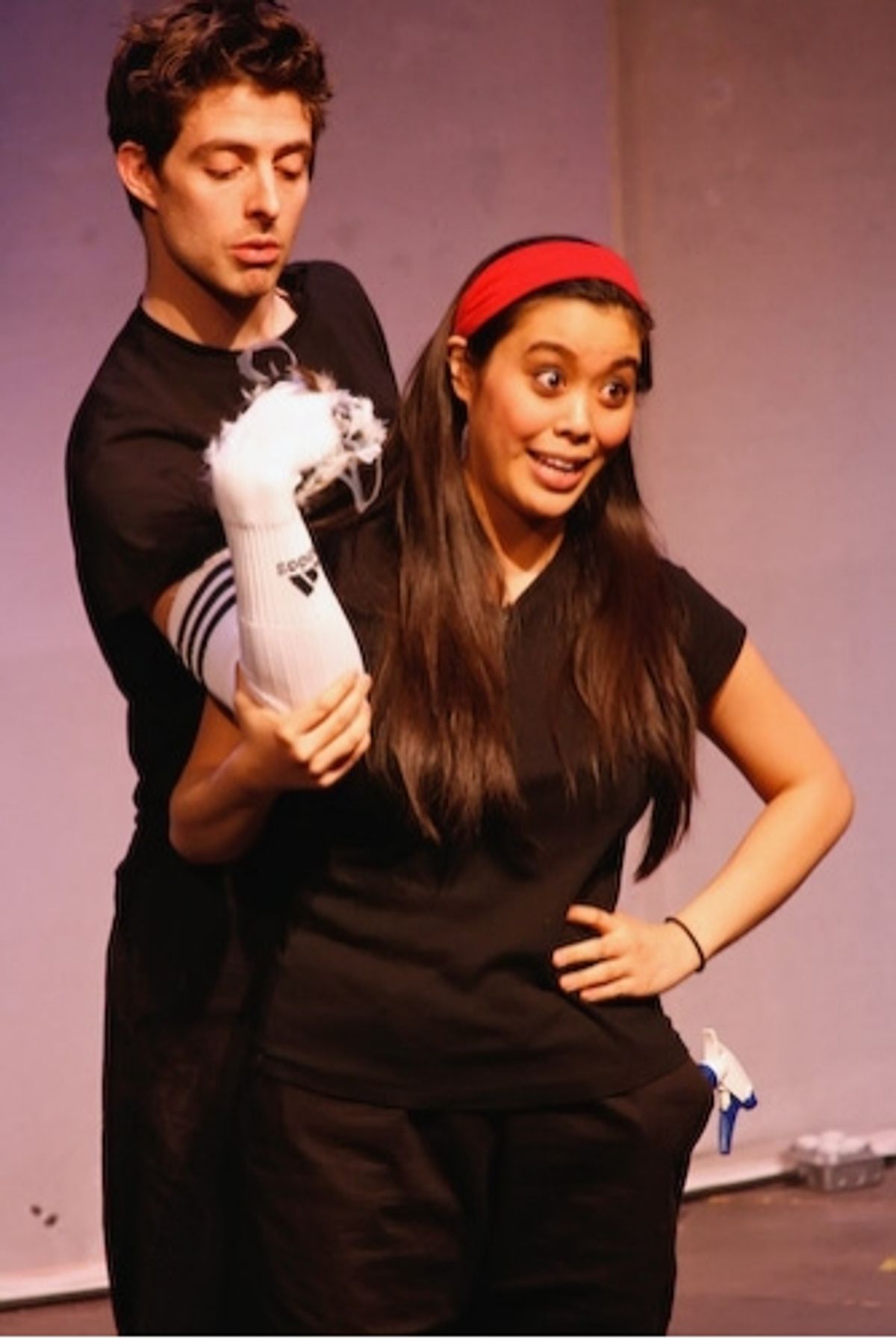 Stephen Sheffer (Oil Bird) and Brooke Ishibashi (Greenpeace worker, Loretta) at 