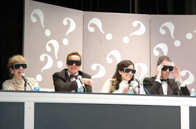 Betsey Palmer, Michael Riedel, Stephanie D'Abruzzo and Barry Saltzman get ready for t Photo