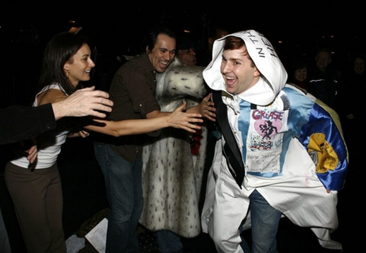 Laura Benanti and Steve Konopelski after he receives the robe at 
