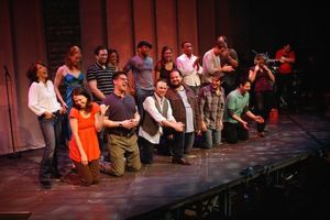 Christopher Sieber (second from left, front-row) hilariously belts the final notes of "Defying Gravity"
@ BroadwayWorld Christopher Sieber (second from left, front-row) hilariously belts the final notes of Photo