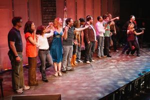 The cast bows as Sarah Saltzberg is killed by Howard McGillin
@ BroadwayWorld The cast bows as Sarah Saltzberg is killed by Howard McGillin
Photo