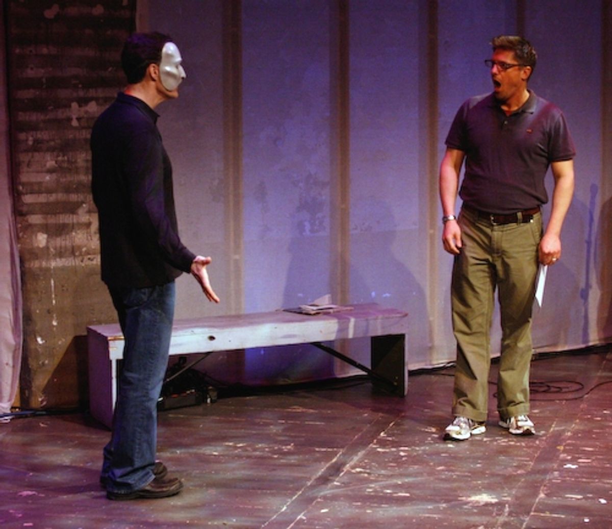 Christopher Sieber (right) encounters Howard McGillin
 at 