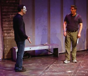 Christopher Sieber (right) encounters Howard McGillin
 Photo