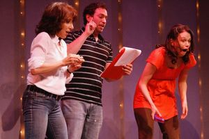 Andrea Martin and Sutton Foster are stupified when David Rossmer (center) gives them details of their up-coming task...
@ BroadwayWorld Andrea Martin and Sutton Foster are stupified when David Rossmer (center) gives them Photo