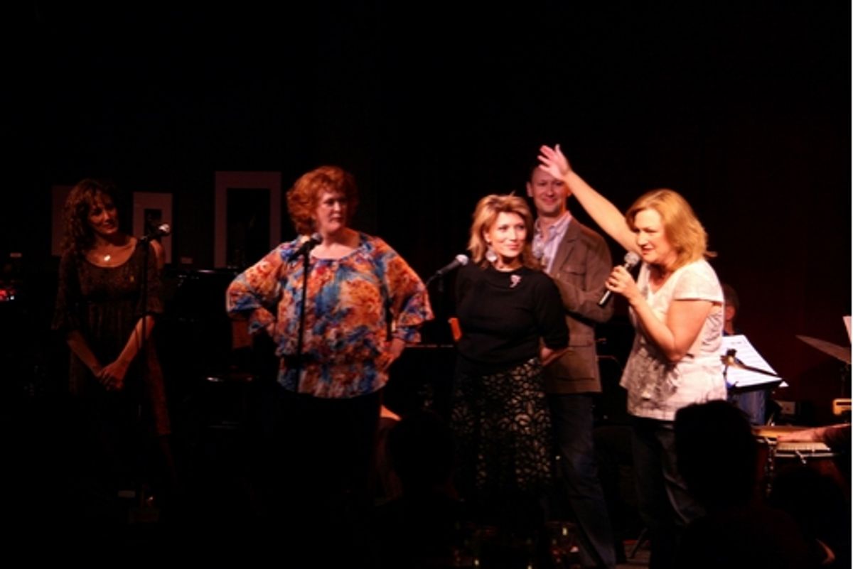 Janet Metz, Liz McCartney, Liz Larsen, Michael Heitzman, Ilene Reid at Caruso's Cast Party Presents Heitzman and Reid